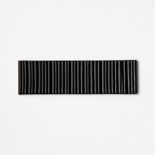 Black Glossy Staccato Thin Brick Wall Decos 2 1/4×7 7/8 Image