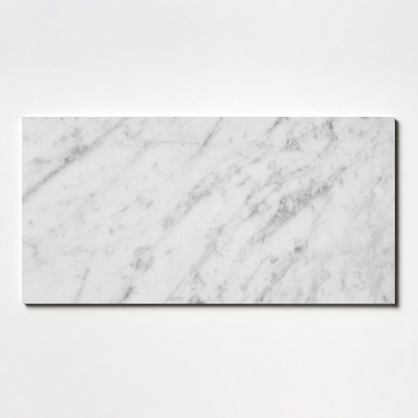 White Carrara Honed Marble Tile 12×24 Image