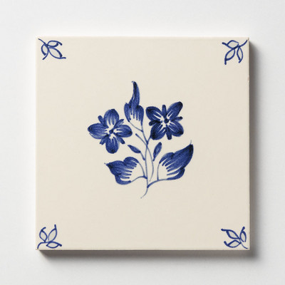 238b Garden Flowers Blue Glazed Ceramic Tile 6×6 Image