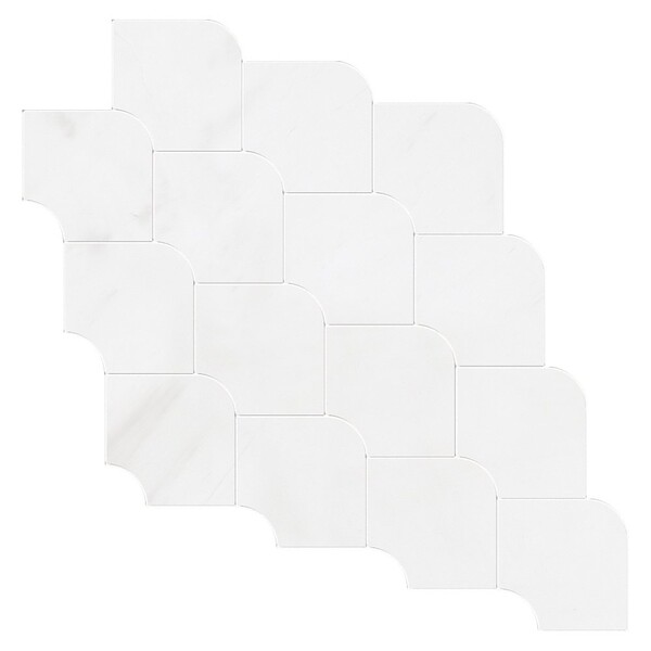 Ruffle Snow White Polished Marble Waterjet Decos 6 15/32×6 15/32 Image