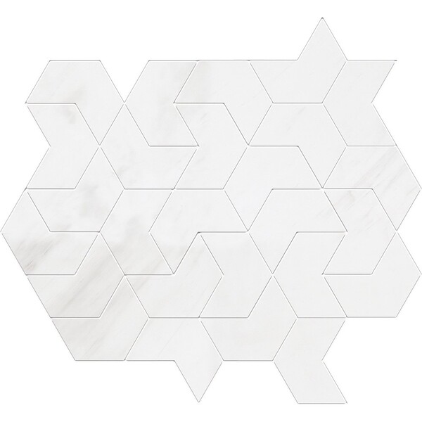 Ravel Snow White Polished Marble Waterjet Decos 3 17/32×6 1/8 Image