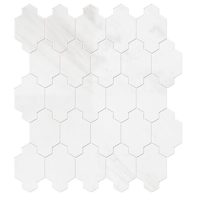 Snow White Polished Aurora Marble Mosaic 4 7/8×7 7/8