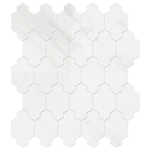 Aurora Snow White Polished Marble Waterjet Decos 4 7/8×7 7/8 Image