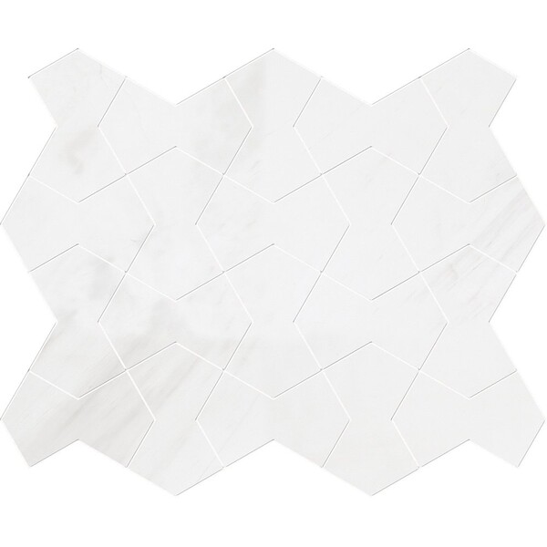 Cravat Snow White Polished Marble Waterjet Decos 4 3/4×7 15/32 Image