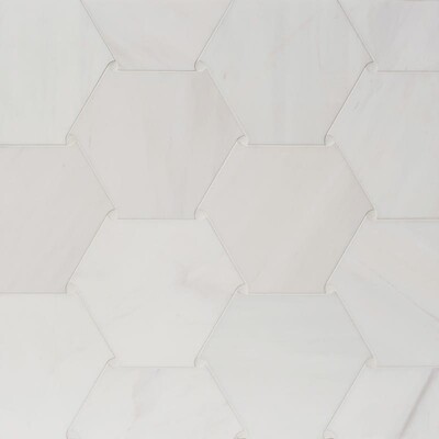 Snow White Polished Oragami Marble Mosaic 5 29/32×7 1/16