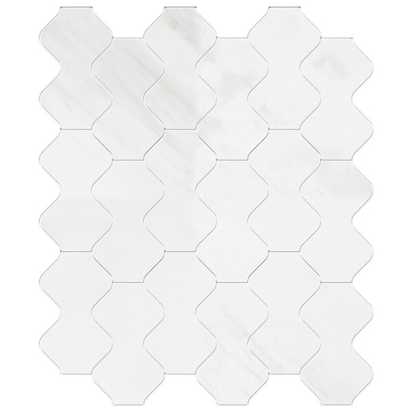 Onda Snow White Polished Marble Waterjet Decos 5×8 9/32 Image