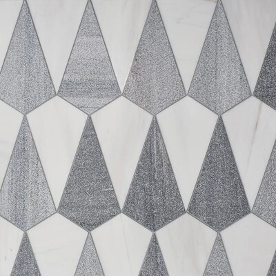 Snow White, Skyline Multi Finish Diamante Marble Mosaic 4 1/32×7 1/2