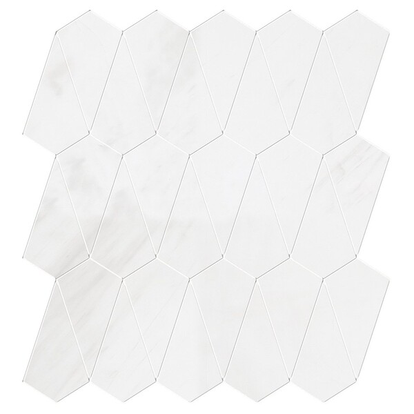 Diamante Snow White Polished Marble Waterjet Decos 4 1/32×7 1/2 Image