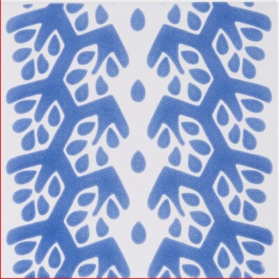 Snow White, Blue Glossy Cecil Stripe Ceramic Tile 6×6 Image