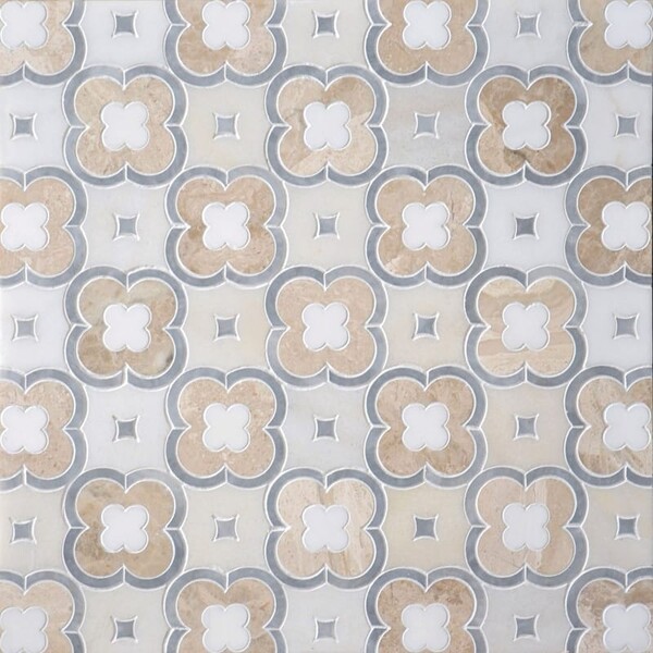 Damascus Afyon Grey, Afyon White, Diana Royal, Do Multi Finish Marble Waterjet Decos 11×11 Image