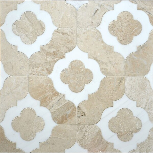 Irene Diana Royal, Dolomite Multi Finish Marble Waterjet Decos 11 3/8×11 3/8 Image
