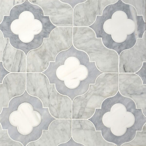 Irene Afyon Grey, Avenza Light, Dolomite Multi Finish Marble Waterjet Decos 11 3/8×11 3/8 Image