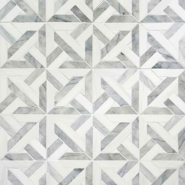 Marmara Avenza Light, Dolomite Multi Finish Marble Waterjet Decos 9 11/16×9 11/16 Image