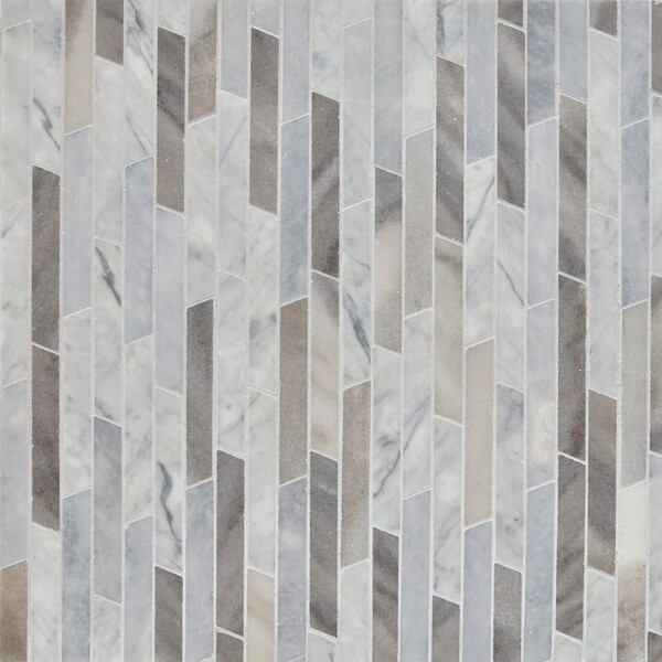 Rhodes Afyon Grey, Palisandra Multi Finish Marble Waterjet Decos 8 13/16x 14 5/16 Image
