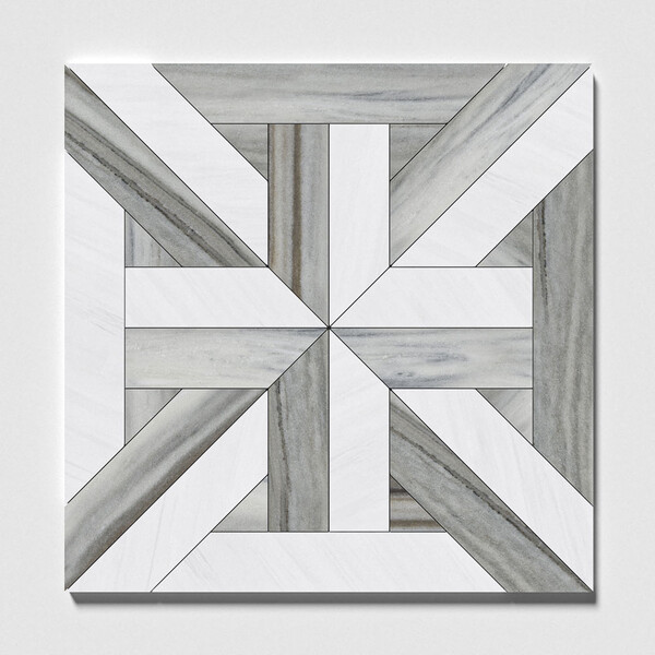 Rubicon Dolomite, Skyline Vein Cut Multi Finish Marble Waterjet Decos 17×17 Image