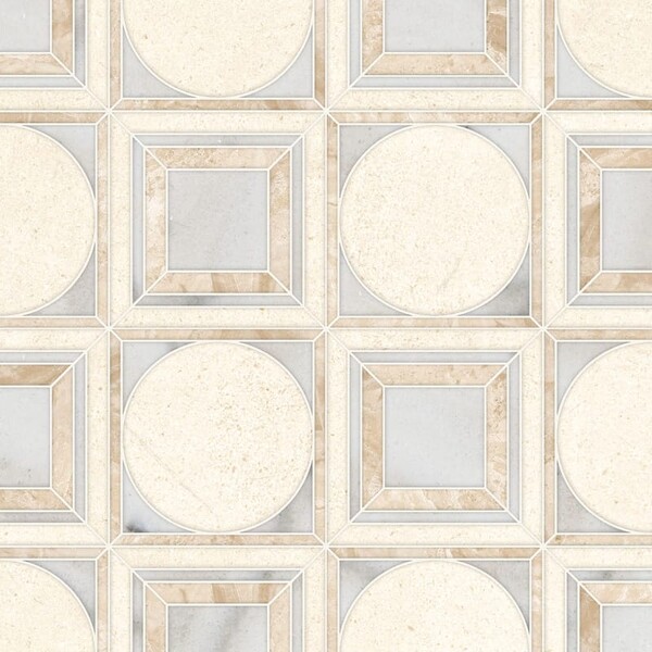 Cicero Champagne, Diana Royal, Skyline Multi Finish Marble Waterjet Decos 12×12 Image