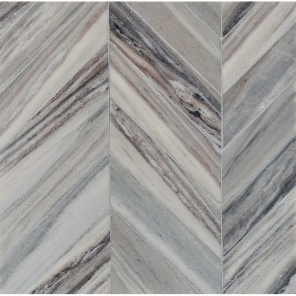 Bosphorus Palisandra Vein Cut Honed Marble Waterjet Decos 13 7/16x 13 7/16 Image