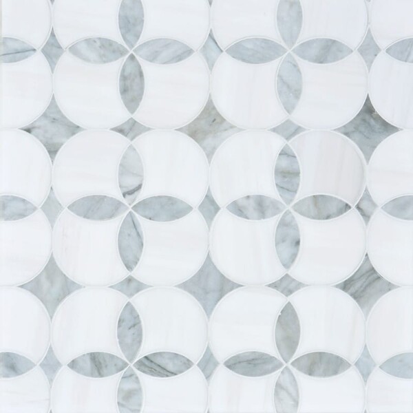 Constantine Avenza, Snow White Honed Marble Waterjet Decos 13 5/8×13 5/8 Image