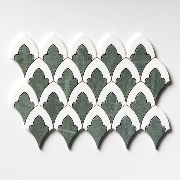 Snow White, Verde Tia Honed Sophia Marble Accent Tiles 8 3/4×13 1/2 Image