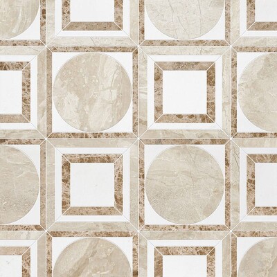 Cicero Diana Royal, Aspen White, Paradise Multi Finish Marble Waterjet Decos 12×12 Image
