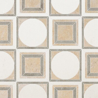 Cicero Champagne, Seashell, Olive Green Multi Finish Limestone Waterjet Decos 12×12 Image