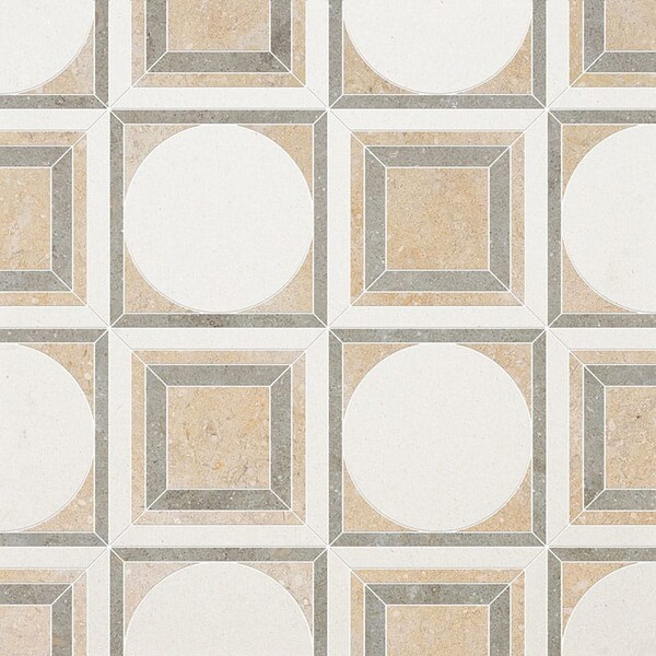 Cicero Champagne, Seashell, Olive Green Multi Finish Limestone Waterjet Decos 12×12 Image