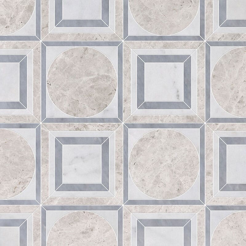 Silver Shadow, Glacier, Allure Light Multi Finish Cicero Marble Mosaic 12×12