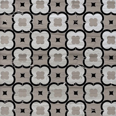 Damascus Haisa Light, Haisa Dark, Black Multi Finish Limestone Waterjet Decos 11×11 Image