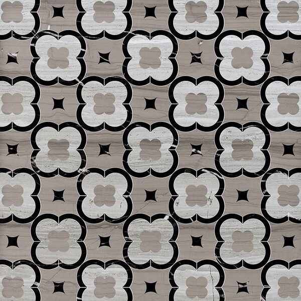 Damascus Haisa Light, Haisa Dark, Black Multi Finish Limestone Waterjet Decos 11×11 Image