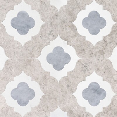 Irene Silver Shadow, Glacier, Allure Light Multi Finish Marble Waterjet Decos 11 3/8×11 3/8 Afbeelding