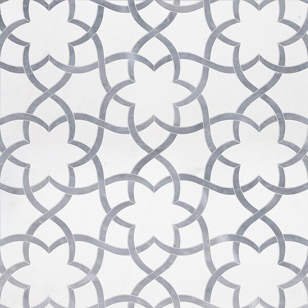Isidore Aspen White, Allure Light Polished Marble Waterjet Decos 12 1/2×14 3/8 Image