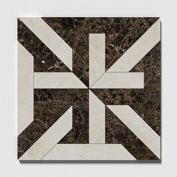 Rubicon Crema Marfil&emperador Dark Polished Marble Waterjet Decos 17×17 Image