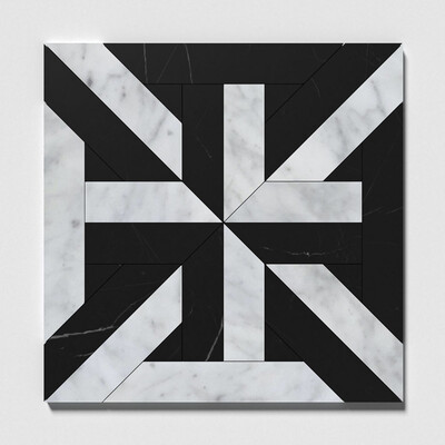 Rubicon Beyaz Carrara, Siyah Multi Finish Mermer Su Jeti Dekorları 17x17