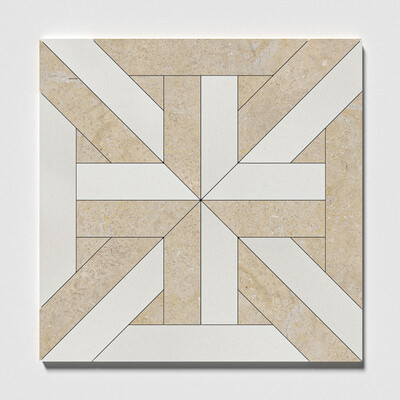 Rubicon Champagne, Seashell Multi Finish Limestone Waterjet Decos 17×17 Image