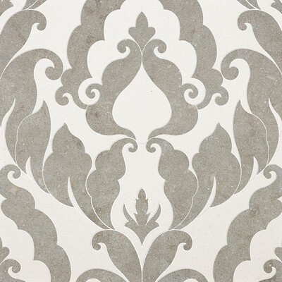 Rumi Champagne, Olive Green Multi Finish Limestone Waterjet Decos 13 9/16×18 Image
