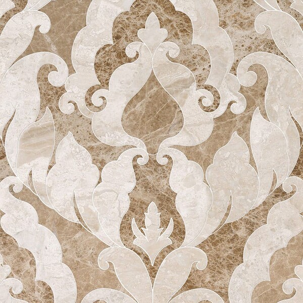 Rumi Diana Royal, Paradise Polished Marble Waterjet Decos 13 9/16×18 Image