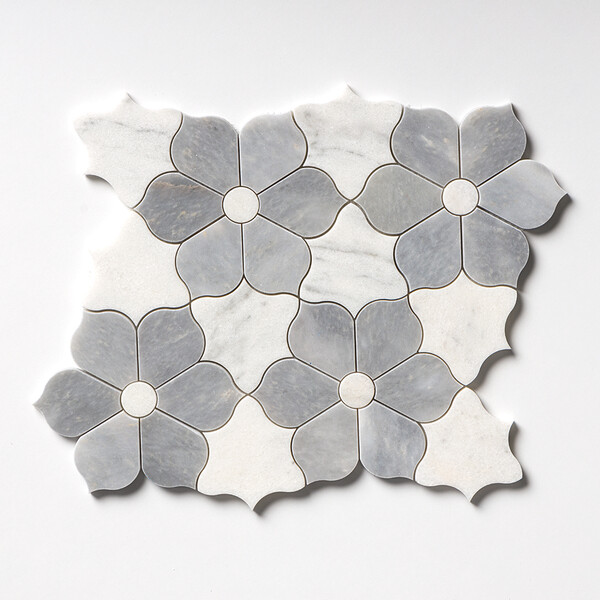 Theodora Allure Light, Glacier Multi Finish Marble Waterjet Decos 12 1/8×14 Image