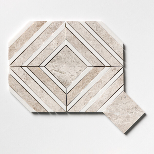 Yildiz Aspen White, Diana Royal Multi Finish Marble Waterjet Decos 8 13/16×11 Image