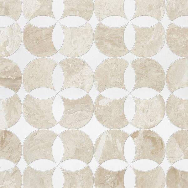 Constantine Diana Royal, Aspen White Multi Finish Marble Waterjet Decos 13 5/8×13 5/8 Image