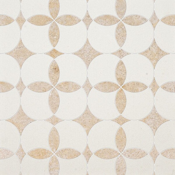 Constantine Champagne, Seashell Honed Limestone Waterjet Decos 13 5/8×13 5/8 Image