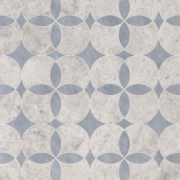 Constantine Silver Shadow, Allure Light Multi Finish Marble Waterjet Decos 13 5/8×13 5/8 Image