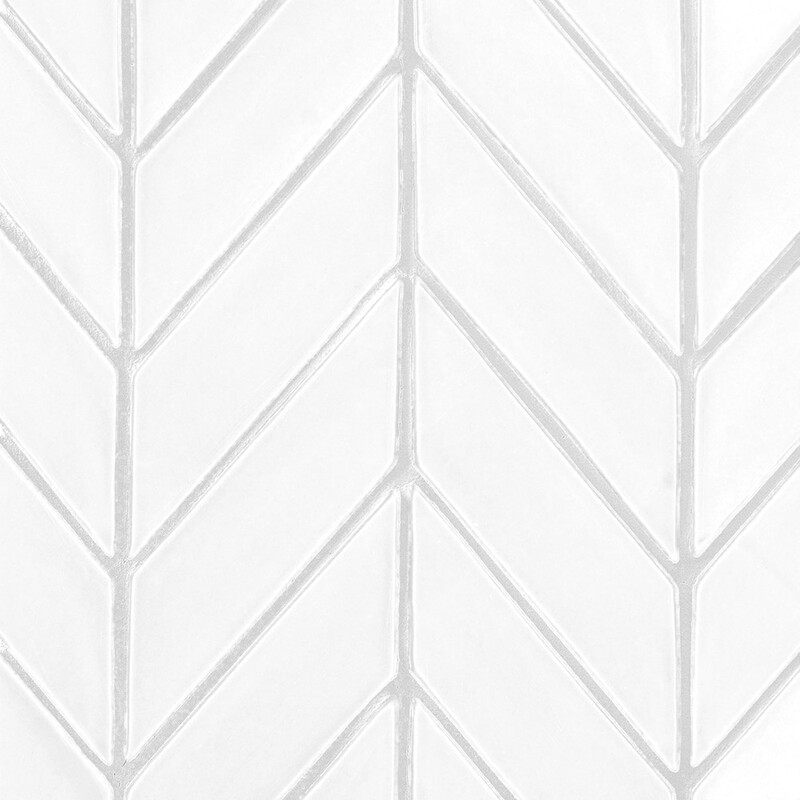 Royal White Glossy Chevron Ceramic Tile 2×6