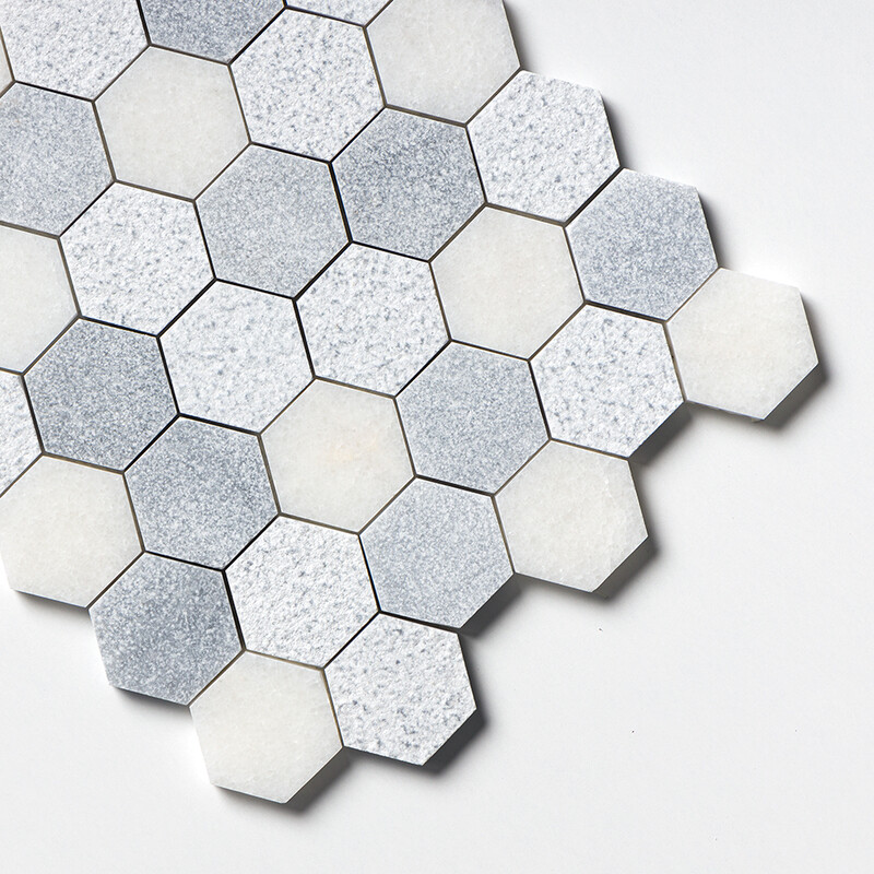 Allure&glacier Textured Hexagon 2 Marble Mosaic 10 3/8×12