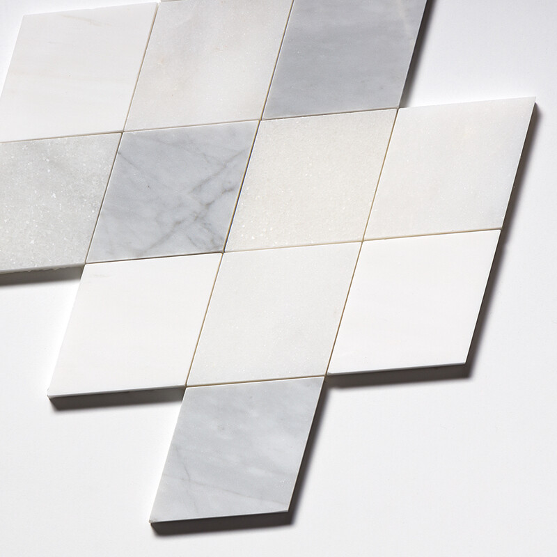 Afyon White, Avenza Light, Dolomite, Gla Multi Finish Almas Marble Mosaic 9 5/16×10 1/2