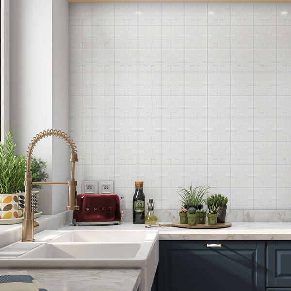 Royal White Glossy Link Ceramic Wall Decos 6×6 (DC00243)