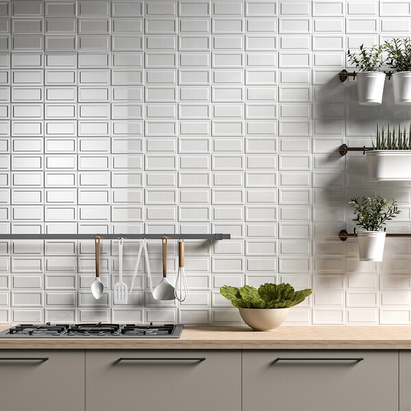 Royal White Glossy Eren Ceramic Wall Decos 3×6 (DC00248)