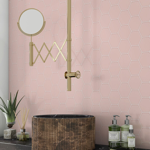 Rosie Glossy Hexagon 5 Ceramic Tile 5 (DC00258)