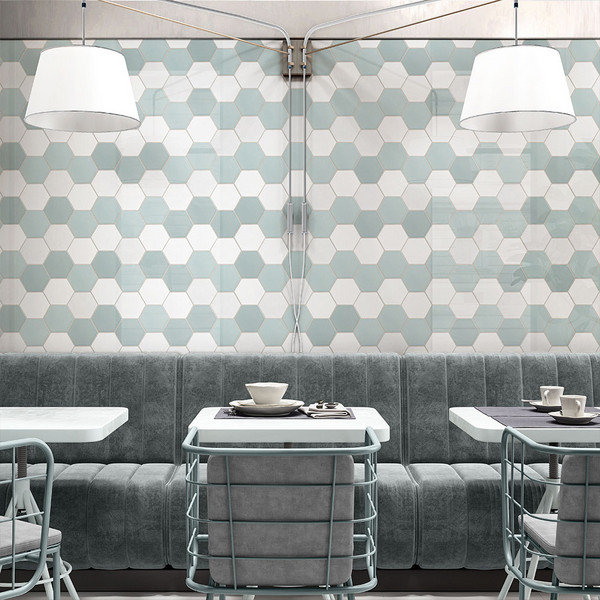 Royal White Glossy Hexagon 5 Ceramic Tile 5 (DC00259)