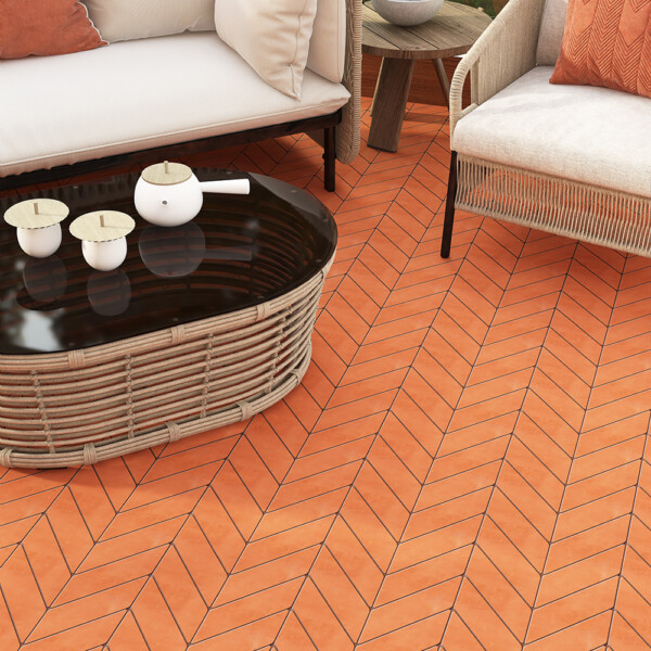 Hand Made Matte Chevron Terracotta Tile 3×8 (DC00431)