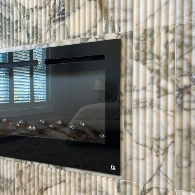 Calacatta Green Honed Flute Trim Marble Accent Tiles 6×24 (ML00980) Calacatta Green Honed  Marble Tile 12×24 (TL20300)